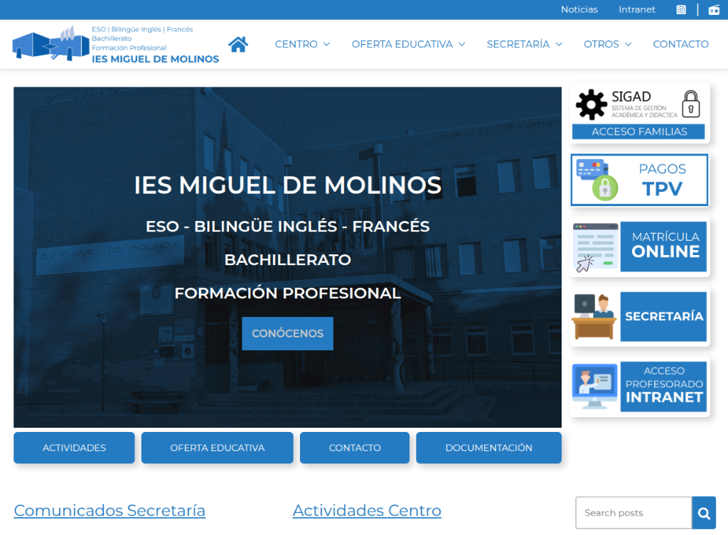 Web IES Miguel de Molinos